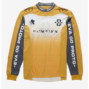 Evangelion (Men’s 2XL) Yellow Racing Long Sleeve Shirt Rei Ayanami